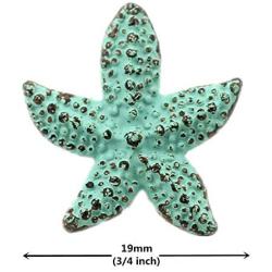 Bezelry 12 Pieces Starfish Mint Patina Varnished Metal Shank Buttons 19mm (Mint Patina)