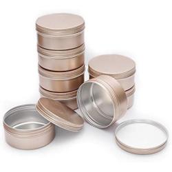 LIYAR 6 Oz Aluminum Metal Tin 18 Pack Can Tins Empty Screw Top Spice Tins Aluminum Containers with Lids(Frosted Gold)