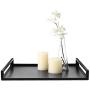 MyGift Large Modern Square Matte Black Metal Serving Tray with Curved Cutout Handles - 16 x 16