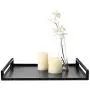 MyGift Large Modern Square Matte Black Metal Serving Tray with Curved Cutout Handles - 16 x 16