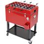 Clevr 68 Quart Qt Red Patio Cooler Ice Chest with Foosball Table Top, Portable Patio Party Bar Cold Drink Rolling Cart on Wheels with Tray Shelf,17 Gallon/ 65L Outdoor Rolling Beverage Cart