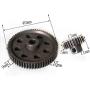 JFtech Differential Steel Metal Super Gear 11184 Main Gear 64T & 11176 Motor Gear 26T Combo for RC HSP 1/10 Car Truck