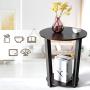 Tangkula Round End Table, 2-Tier Metal Sofa Table with Storage Shelf, Round Side Table with Metal Frame, Industrial Style Accent Furniture for Home Living Room Bedroom (1, Espresso)
