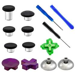 EASEGMER 11 in 1 Metal Magnetic Thumbsticks Analog Joysticks for Xbox one Controller, T8 Screwdrivers Replacement Repair Kit for Xbox One Elite 1/X/S Elite Controller (Purple)