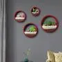 Ecosides Wall Mounted Planter Wall Hanging Planters Metal Plant Terrarium for Indoor Planter, Faux Flower Air Plant Holders Decorative Morden Circle Iron Vase for Succulent Wall Decor(8'' H, Red)