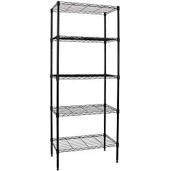 Shelving Metal Storage Unit, 5-Tier 24'' Steel Garage Utility Wire Shelving Unit, Adjustable 750Lbs Rust-Proof Storage Racks w/ Leveling Feet, NSF Certification Shelf for Kitchen Office Garage