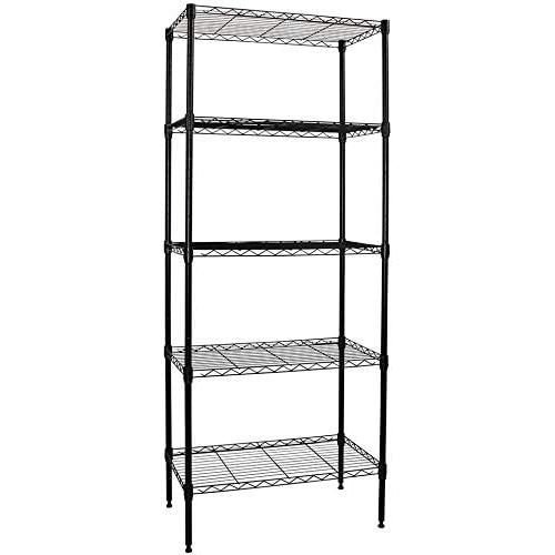 Shelving Metal Storage Unit, 5-Tier 24'' Steel Garage Utility Wire Shelving Unit, Adjustable 750Lbs Rust-Proof Storage Racks w/ Leveling Feet, NSF Certification Shelf for Kitchen Office Garage
