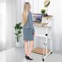 Tangkula Mobile Standing Desk, Height Adjustable Stand Up Desk Computer Workstation, Movable Computer Cart with 4 Rolling Wheels & Footrest, Suitable for Sitting or Standing (Oak)