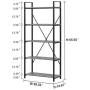 BON AUGURE Industrial Bookshelf, Etagere Bookcases and Book Shelves 5 Tier, Rustic Wood and Metal Shelving Unit (Dark Gray Oak)