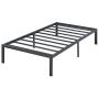 PrimaSleep Platform 14 inch Dura Metal Steel Slate Bed Frame/Noise Free, Twin, Black