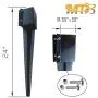 MTB Fence Post Anchor Ground Spike Metal Black Powder Coated 24 x 4 x 4 Inches Outer Diameter (Inner Diameter 3.5 x3.5 Inches), Pack of 4 MTB Fence Post Anchor Ground Spike Metal Black Powder Coated 24 x 4 x 4 Inches Outer Diameter (Inner Diameter 3.5 x3.5 Inches), Pack of 4