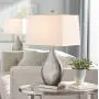 Royce Modern Table Lamps Set of 2 Silver Metal Teardrop Off White Rectangular Shade for Living Room Family Bedroom Bedside - 360 Lighting Royce Modern Table Lamps Set of 2 Silver Metal Teardrop Off White Rectangular Shade for Living Room Family Bedroom Bedside - 360 Lighting