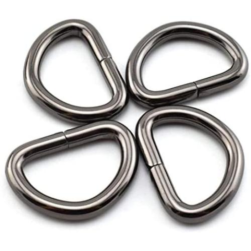 SDTC Tech 12 Pack Metal D Ring 1 Inch Inside Diameter 4.8mm Thickness Heavy Duty D-Shape Rings for Hardware Bags Ring DIY Craft Accessories Key Chain Dog Collars Strap Webbing Buckle - Black