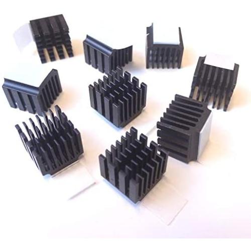 Easycargo 10pcs 14mm Heatsink + pre Applied 3M 8810 Thermal Conductive Adhesive Tape for Cooling VRAM VGA RAM 3D Printer Stepper Motor Driver Module TMC2100 LV8729 DRV8825 (10pcs 14x14x13mm Black)