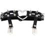 Jurxy 2PCS Gothic Studded Heart Garters Leg Ring Leg Elastic Punk Harness Garter Belt Adjustable Suspender with 2 Metal Clips – Black