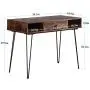 VECELO Computer Home & Office Laptop Table,Study Writing Desk with Drawers Open Shelf Storage Metal Leg,Retro Brown VECELO Computer Home & Office Laptop Table,Study Writing Desk with Drawers Open Shelf Storage Metal Leg,Retro Brown