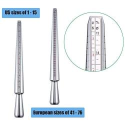 Mudder Aluminum Ring Mandrel Sizer Finger Sizing Measuring Stick - Size 1-13, with Ring Sizer Gauge Set of 27 Pcs