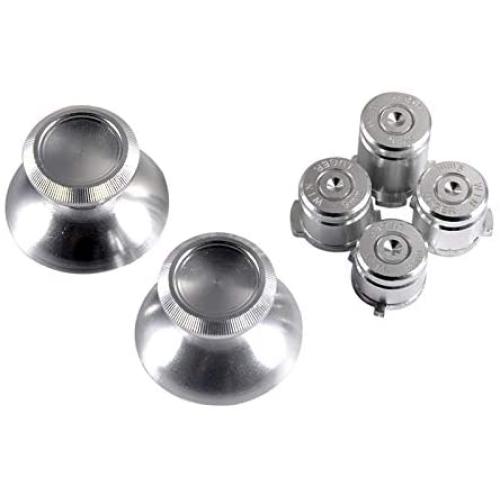 eXtremeRate Metal Silver Alumium Alloy Thumbsticks Bullet ABXY Mod Buttons Replacement Parts for Xbox One Standard, Xbox One Elite, Xbox One S/X Controller