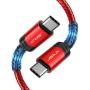 USB C to USB C 60W Fast Charging Cable, JSAUX[2-Pack 6.6ft] Type C Charger Cord Compatible with Samsung Galaxy S21 /S20 /Note 20 10, MacBook Air/Pro 13, iPad Air/Pro 2020, Google Pixel 3/4, etc- Red