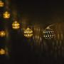 LED Globe String Lights, Decorative Moroccan Orb, 20 Big Golden Metal Balls, Bright Warm Lights, Battery Powered