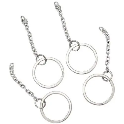 Airssory 10 Pcs 304 Stainless Steel Key Chain Split Keychain Parts Metal Key Ring Hardware Connector with Chain - 25mm in Diameter Airssory 10 Pcs 304 Stainless Steel Key Chain Split Keychain Parts Metal Key Ring Hardware Connector with Chain - 25mm in Diameter