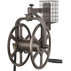 Liberty Garden 712 Single Arm Navigator Multi-Directional Garden Hose Reel, Holds 125-Feet of, 5/8-Inch, Bronze