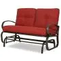 Patio Glider Bench Loveseat Outdoor Cushioed 2 Person Rocking Seating Patio Swing Chair, Brick Red Patio Glider Bench Loveseat Outdoor Cushioed 2 Person Rocking Seating Patio Swing Chair, Brick Red