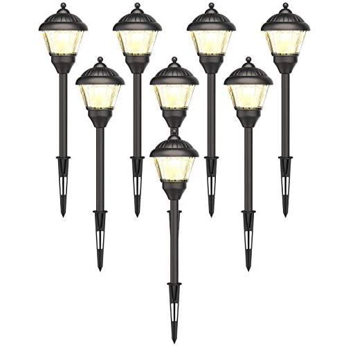 GOODSMANN Low Voltage Path Landscape Lights LED 1.5 Watt Floodlight with Metal Spike and Connector 100 Lumens for Outdoor Lighting Garden Patio Yard (8 Pack) 9920-G115-08