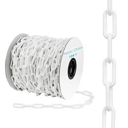 Houseables Plastic Chain, Safety Barrier, 124 Foot, 2'' Links, Light Weight, UV Protected, Accessory for Crowd Control, Queue Line, Decoration, Chains Link Fence (White)