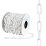 Houseables Plastic Chain, Safety Barrier, 124 Foot, 2'' Links, Light Weight, UV Protected, Accessory for Crowd Control, Queue Line, Decoration, Chains Link Fence (White)