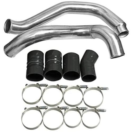 Turbo Intercooler Pipe and Boot Kit tubes Powerstroke Fit for F350 6.0L 2003-2007 (Silver)