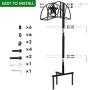 Amagabeli Garden Hose Holder Stand Freestanding Holds 125ft Water Hose Detachable Rustproof Hanger Organizer Storage Metal Heavy Duty Decorative with Ground Stakes for Outside Garden Lawn Yard Black