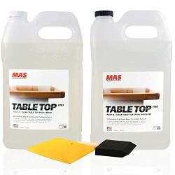 Crystal Clear Epoxy Resin Two Gallon Kit | MAS Tabletop Pro Epoxy Resin & Hardener | Two Part Kit for Wood Tabletop, Bar Top, Resin Art | Set Includes Spreader & Brush | Professional Grade (2 Gallon)