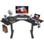 FEZIBO L-Shaped Electric Standing Desk, 48 Inches Height Adjustable Corner Desk, Full Sit Stand Home Office Table with Splice Board, Black Frame/Black Top FEZIBO L-Shaped Electric Standing Desk, 48 Inches Height Adjustable Corner Desk, Full Sit Stand Home Office Table with Splice Board, Black Frame/Black Top