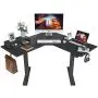 FEZIBO L-Shaped Electric Standing Desk, 48 Inches Height Adjustable Corner Desk, Full Sit Stand Home Office Table with Splice Board, Black Frame/Black Top