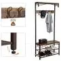 VASAGLE Industrial Coat Rack, 3-in-1 Hall Tree, Entryway Shoe Bench Coat Stand, Storage Shelves Accent Furniture Metal Frame Large Size
