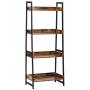 IRONCK Industrial Bookshelf 4-Tier, Bookcase 60'' H Ladder Shelf, Storage Shelves Rack Shelf Unit, Accent Furniture Metal Frame, Home Office Furniture for Bathroom, Living Room, Vintage Brown