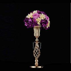 Set of 2 Tall Metal Wedding Centerpieces for Reception Tables, Gold Flower Vase Stand, Base Decortion for Party, Events, Birthday, Celebration Ceremonies (Gold, 23.2in)