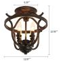 UOFUS Rustic  Semi Flush Mount Ceiling Light Fixtures，4-Light Black Metal Chandelier ，Farmhouse Lighting for Kitchen Foyer Bar Entryway Bedroom Living Room Island Laundry Room (Black)