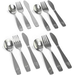 12 Piece Stainless Steel Kids Silverware Set - Child and Toddler Safe Flatware - Kids Utensil Set - Metal Kids Cutlery Set Includes 4 Small Kids Spoons, 4 Forks & 4 Knives