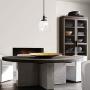 Pathson Black Pendant Light with Globe Round Glass Shade, Metal Base Cap and Adjustable Textile Cord, Industrial Style Retro Hanging Lamps for Dining Room Kitchen Island
