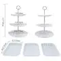 Pazstarle Set of 5 3-Tier Plastic Cake Stand Fruit Plate Portable Snack Display Tower For Wedding Party Baby Shower Christmas(Round)