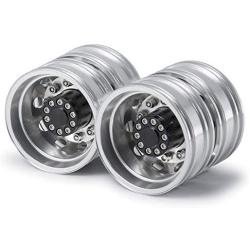 SHYOSUCCE 2 Pcs 1/14 RC Car Wheel Hub CNC Metal Rear Wheel Rim Hub for RC Tamiya Tractor Climbing Trailer