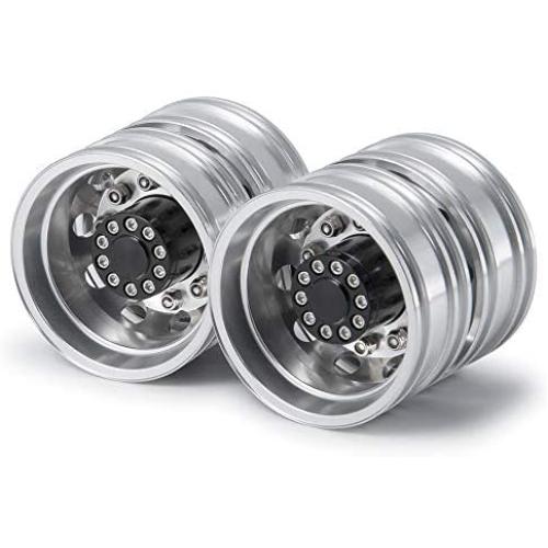 SHYOSUCCE 2 Pcs 1/14 RC Car Wheel Hub CNC Metal Rear Wheel Rim Hub for RC Tamiya Tractor Climbing Trailer