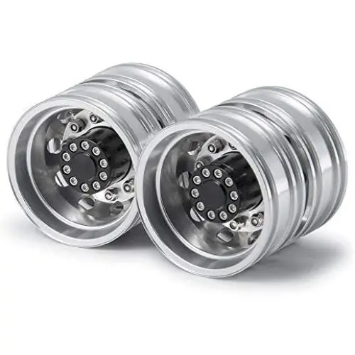 SHYOSUCCE 2 Pcs 1/14 RC Car Wheel Hub CNC Metal Rear Wheel Rim Hub for RC Tamiya Tractor Climbing Trailer