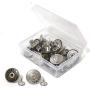 20 Sets Replacement Jean Buttons 17mm Combo Copper Tack Buttons Replacement Kit with Rivets and Metal Base in Plastic Storage Box