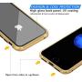 TiiParPar Magnetic iPhone 8 Case iPhone 7 Adsorption Case Front& Back Tempered Glass Full Coverage iPhone 7/8 [Magnetic Adsorption] [Multifunctional Ring Holder] (Gold Frame + Clear Back)