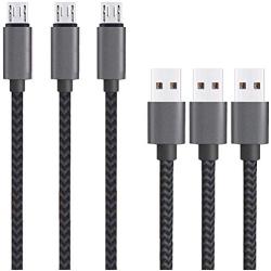 Micro USB Cable 10ft 3Pack by Ailun High Speed 2.0 USB A Male to Micro USB Sync Charging Nylon Braided Cable for Android Phone Charger Cable Tablets Wall and Car Charger Connection BlackGrey