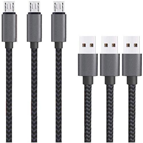 Micro USB Cable 10ft 3Pack by Ailun High Speed 2.0 USB A Male to Micro USB Sync Charging Nylon Braided Cable for Android Phone Charger Cable Tablets Wall and Car Charger Connection BlackGrey