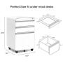 Dprodo 3 Drawers Mobile File Cabinet with Lock, Metal Filing Cabinet for Legal & Letter Size, Locking File Cabinet for Home & Office Full-Extension Drawers, White